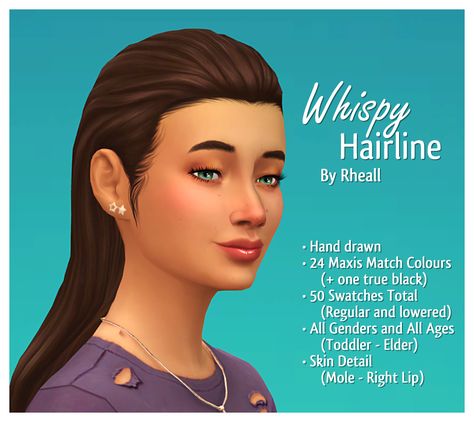 Whispy Hairline Nemo Coloring Pages, Hair Color Swatches, Cc Hair, Skin Moles, Sims Houses, The Sims 4 Download, Sims Four, Female Clothes, Sims4 Clothes