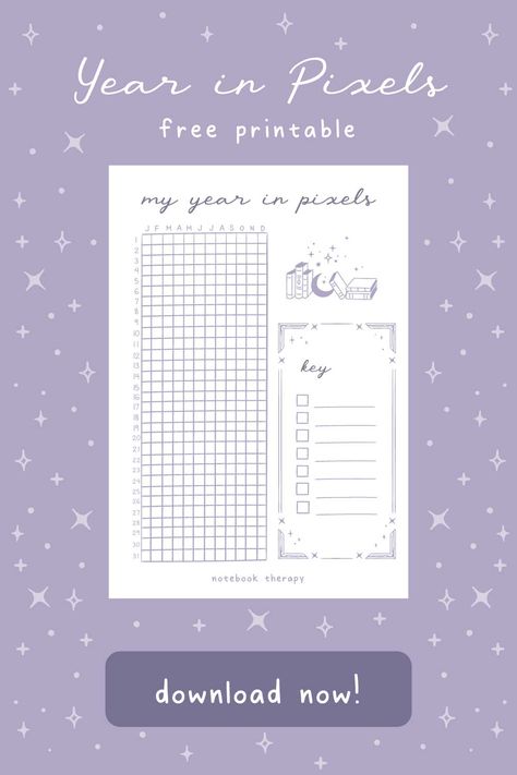 My Year in Pixels this 2025!🌜✨  Setup your yearly bullet journal spreads hassle-free with our My Year in Pixels bullet journal printable. Pair with our 2025 Year at a Glance printable!  Feel free to print and stick in your bullet journal or simply save and draw over on your iPad or tablet! 💕 Printable Year In Pixels, A Year In Pixels Printable, 2025 Bullet Journal Setup, Year At A Glance Bullet Journal, Yearly Spread Bullet Journal, Bullet Journal 2025, 2025 Bullet Journal, Yearly Bullet Journal Spreads, Year In Pixels Bullet Journal