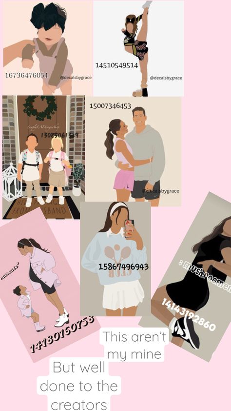 Decal codes Justin Photos, Baby Decals, Bloxburg Decals Codes Aesthetic, Cute Family Pictures, Preppy Decal, Pic Code, Kids Decals, Roblox Image Ids, Bloxburg Decals Codes Wallpaper