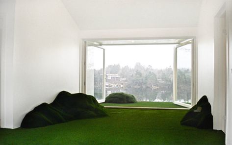 visiondivision: hill hut Grass Floor, Fake Turf, Grass Rug, Cosy Bedroom, Artificial Lawn, Fake Grass, New Architecture, Flooring Inspiration, Artificial Turf