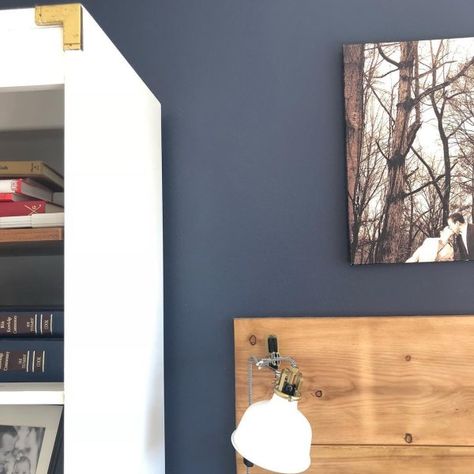 In the Navy SW 9178 - Neutral Paint Color - Sherwin-Williams Sherwin Williams Navy, Navy Paint Colors, Navy Blue Paint Colors, Pastel Paint Colors, Purple Paint Colors, Blue Paint Color, Navy Blue Paint, Staircase Wall Decor, Home Paint Color