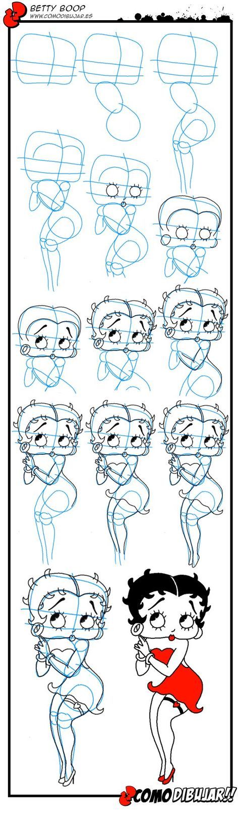 Disney Drawing Tutorial, Drawing Instructions, Drawing Cartoon Faces, Draw Cartoon, Chicano Drawings, Betty Boop Art, Betty Boop Pictures, Cartoon Faces, Mini Canvas Art