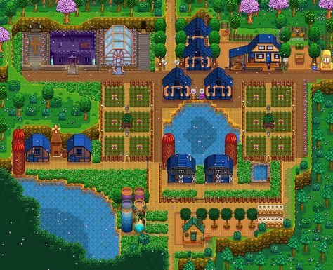 Stardew Farms, Stardew Valley Layout, Stardew Valley Tips, Stardew Valley Farms, Farm Layout, Farm Design, Stardew Valley, Clash Of Clans, Layout