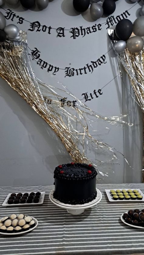 2000s Emo Birthday Party, 90s Grunge Party Decorations, Emo 30th Birthday Party, Elder Emo Birthday Party, Goth Birthday Decorations, Emo Nite Party, Emo First Birthday, Emo Birthday Party Theme, Gothic Birthday Party Decorations