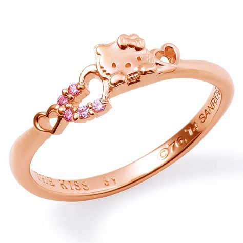 Rose gold Hello Kitty ring. Aesthetic Cinnamoroll, Gold Hello Kitty, Hello Kitty Ring, Hello Kitty Shoes, Hello Kitty Jewelry, Charmmy Kitty, Hello Pretty, Kitty Stuff, Hello Kit