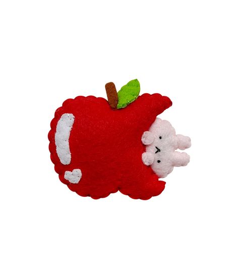 Cute Red Widgets, Easy Felt Crafts Free Pattern, Felt Aesthetic, Felt Sewing Projects, Felt Charms, Felt Apple, Apple Png, Felt Keychain, Apple Stickers