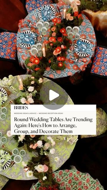 BRIDES on Instagram: "While it was once banished to a room’s outskirts, round wedding tables are so back and now they’re taking center stage. 🤍 Find out how to arrange and decorate them for your nuptials at the link in bio. 
🎥: @claytonfilmco
📋: @gritangraceinc
💐: @sophiefelts" Round Wedding Tables, Circle Table, Table Layout, Wedding Tables, Center Stage, Wedding Bride, Wedding Table, And Now, Wedding Reception