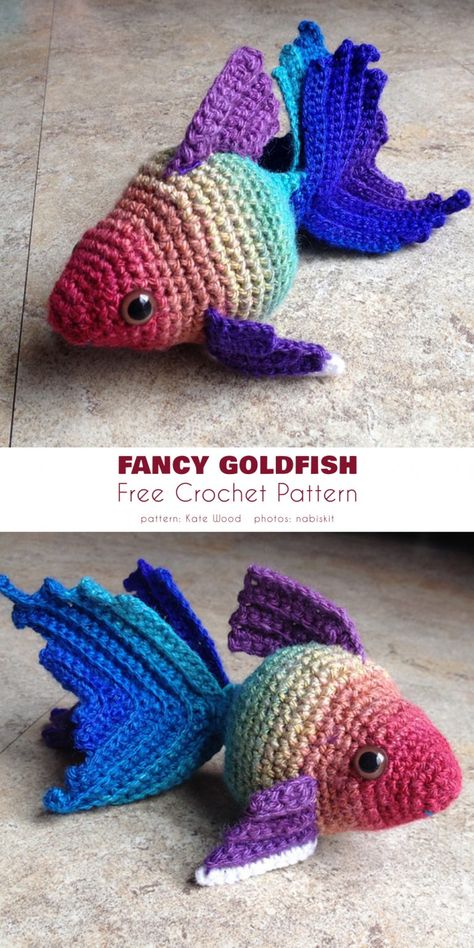 Crocheted Fish, Amigurumi Fish, Crochet Fish Patterns, Fish Crochet, Fancy Goldfish, Crochet Fish, Crochet Animals Free Patterns, Crochet Baby Toys, Crochet Amigurumi Free Patterns