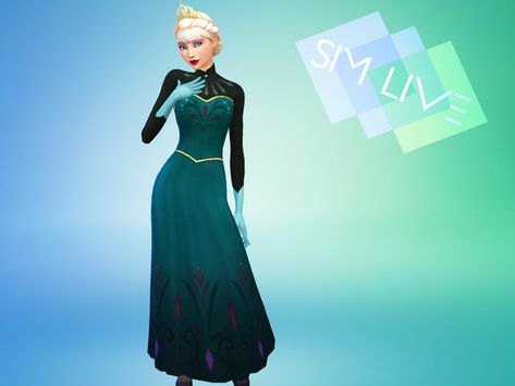 Elsa's green Coronation Dress. Found in TSR Category 'Sims 4 Female Everyday' Sims 4 Cc Anna Dress, Sims 4 Anna Cc, Elsa Sims 4 Cc, Sims Barbie, Sims Disney, Elsa Coronation Dress, Violet Beauregarde, Elsa Coronation, Sims 4 Toddler Clothes