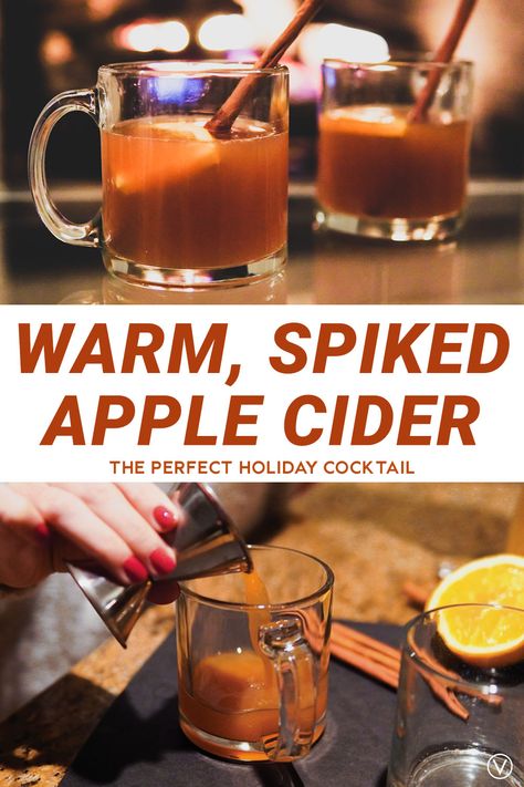 Spike Hot Apple Cider, Spiked Spiced Apple Cider, Spiked Hot Cider Recipe, Apple Cider Recipe Alcoholic, Spiked Apple Cider Hot, Hot Apple Cider Cocktail Recipes, Hot Cider Drinks Alcohol, Apple Cider Spiked Drink, Warm Cider Alcohol Drinks