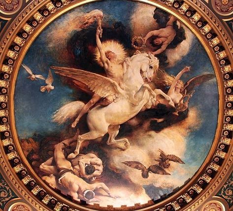 3,144 Me gusta, 16 comentarios - @refrekans en Instagram: "* Triumph of Art -Leon Bonnat #triumph  #art #léonbonnat  #refrekansbonnat" Fantasy Pegasus, 1800s Aesthetic, Ceilings Ideas, Greek Paintings, Paris Canvas, Baroque Painting, Model Painting, Heavenly Bodies, Rennaissance Art