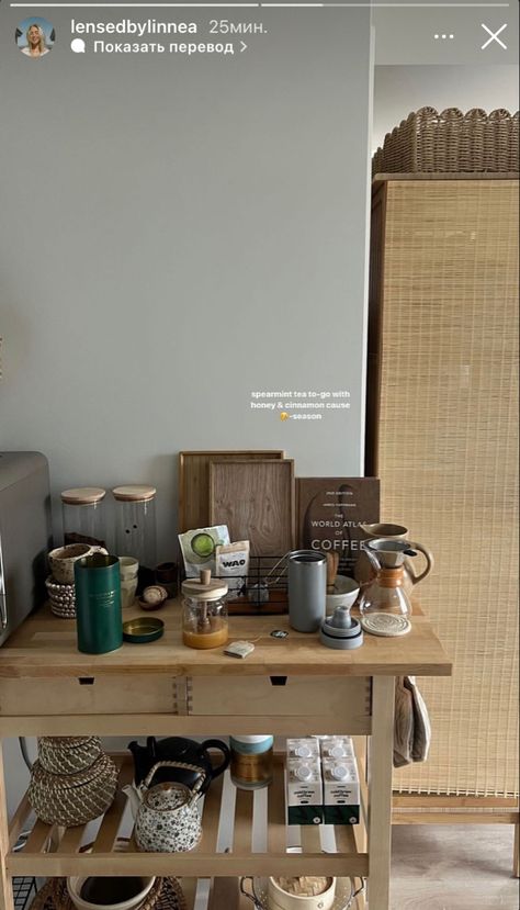 Coffee Station Aesthetic, Miranda Core, Matcha Station, Station Aesthetic, Brew Bar, Cute Apartment, Coffee Cart, Dream Apartment Decor, Coffee Bar Home