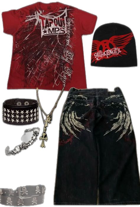 Mcbling Men, Y2k Ideas, Y2k Stuff, Trashy Outfits, Masc Outfits, Street Wear Outfits, Affliction Style, Holy Moly, Black Y2k