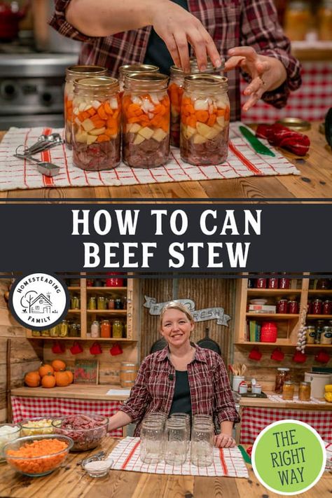 Beef Stew Canning Recipe, Can Beef Stew, Canning Beef Stew, Canning Soup Recipes, Canning Potatoes, Pressure Canning Recipes, Eat Meals, Game Meat, Home Canning Recipes