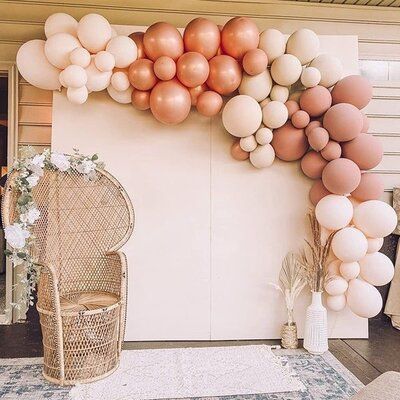 Boho 1st Birthday Party, Baby Shower Balloons Girl, Boho Balloon Garland, Wedding Balloon Arch, Boho 1st Birthday, Gender Reveal Backdrop, Baby Shower Balloon Arch, Baby Shower Boho, Bridal Shower Balloons