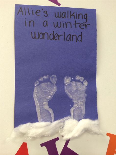 Infant art- Walking In a Winter Wonderland Winter Crafts Preschool, Walking In A Winter Wonderland, January Crafts, December Crafts, Christmas Art Projects, Baby Art Projects, Winter Art Projects, Toddler Arts And Crafts, Winter Preschool