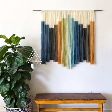 Décoration Baby Shower, Stripe Wall, Bohemian Macrame, Textile Wall Hangings, Large Tapestries, Striped Walls, Dekorasi Kamar Tidur, Yarn Wall Hanging, Large Macrame Wall Hanging