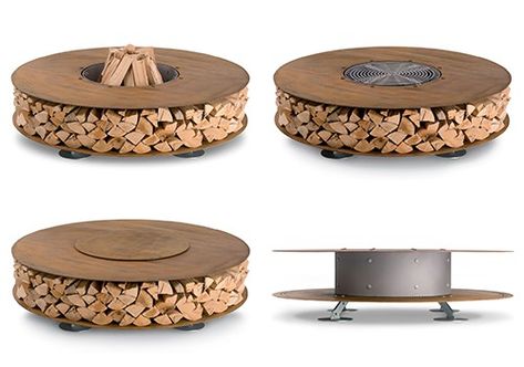 Outdoor Wood Fireplace, Outdoor Wood Burning Fireplace, Outdoor Fire Pit Designs, Outdoor Fireplace Designs, Freestanding Fireplace, التصميم الخارجي للمنزل, Contemporary Fireplace, Fire Pit Designs, Wood Burning Fires