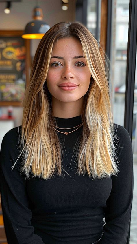 25 Long Hairstyles That Accentuate Round Faces Haircut For Long Hair Round Face, Trendy Haircut For Long Hair Straight, Straight Fine Hair Cuts, Mid Length Straight Hair, Long Hairstyles For Round Faces, Long Hair Cuts Straight, Long Length Haircuts, One Length Haircuts, Women With Round Faces