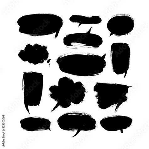 Text Cloud, Speech Bubbles, Thought Bubbles, Speech Bubble, Vector Illustrations, Black Paint, White Background, Stock Vector, Hand Drawn