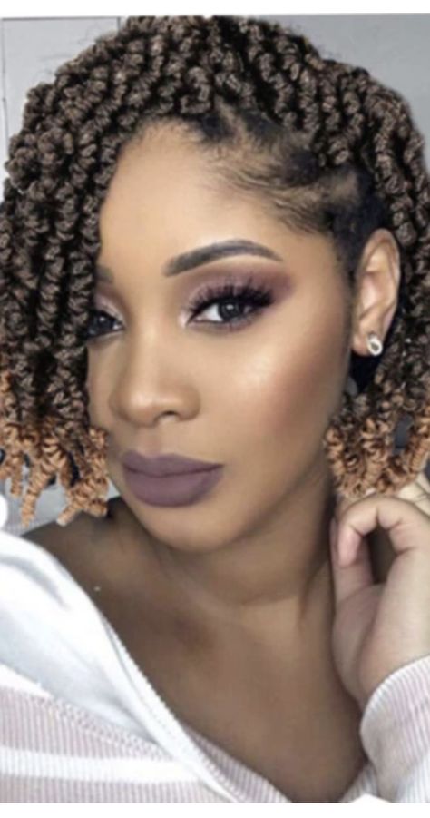 Short Crochet Braids Hairstyles Protective Styles Black Women, Short Spring Twists Bob, Spring Twist Crochet Braids Hairstyles, Passion Twist Updo Styles, Short Crochet Hairstyles For Black Women, Crotchet Hairstyles Black Women, Short Twist Braids, Bob Locs, Short Twist