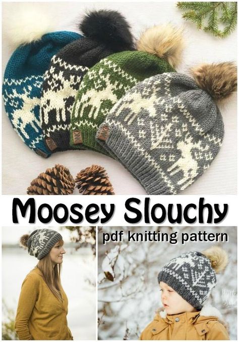 Pompom Yarn, Winter Hat Pattern, Maglia Fair Isle, Best Winter Hats, Knitting Terms, Slouchy Hats, Winter Skiing, Fair Isle Knitting Patterns, Fair Isles