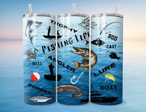 Fishing Tumbler, Fishing Adventure, Fishing Life, Graphic Design Software, Personalized Tumblers, Tumbler Wrap Png, Fishing Trip, Design Digital, Tumbler Wrap