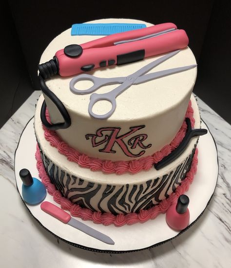 Cosmetology cake Cosmotology Party Ideas Graduation Cake, Cosmetology Party, Cosmetology Cake, Beauty School Graduation, Cosmetology Graduation, College Graduation Pictures Poses, Graduation Cap Decoration Diy, Classroom Makeover, College Graduation Pictures