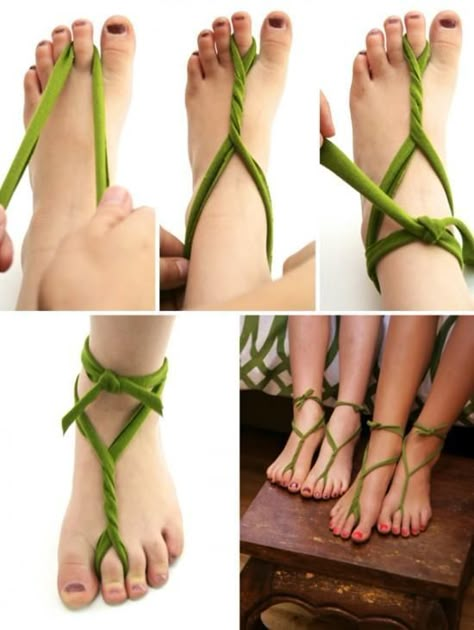 This looks cool, and if you want you can sew it to shoe soles with to make sandals. Kostum Peri, Tinkerbell Fairies, Haine Diy, Tinkerbell Party, Purple Knit, Fairy Birthday Party, Idee Cosplay, Estilo Hippie, Pola Gelang