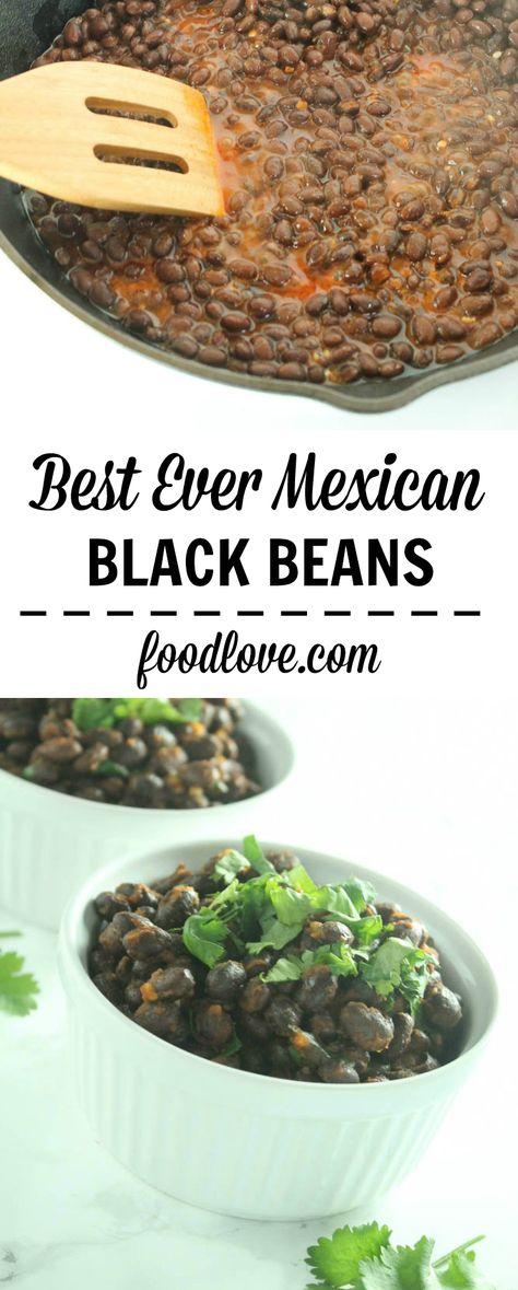 These really are the best ever Mexican black beans. Served as a side, on tacos or salads, or in burritos or enchiladas, they're delicious, quick, and easy! Mexican Black Beans, Black Bean Recipes, Bean Tacos, 5 De Mayo, Beef Recipes Easy, Spanish Food, Bean Recipes, Vegetarian Dishes, Burritos