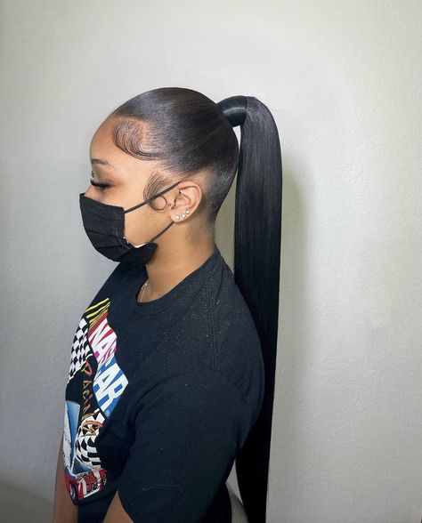 Sleek Ponytail With Extensions, Sleek Ponytail Weave Straight, Ponytail Weave, Bangs Inspiration, Long Ponytail Hairstyles, Hair Inches, Low Ponytail Hairstyles, Sleek Ponytail Hairstyles, Weave Ponytail