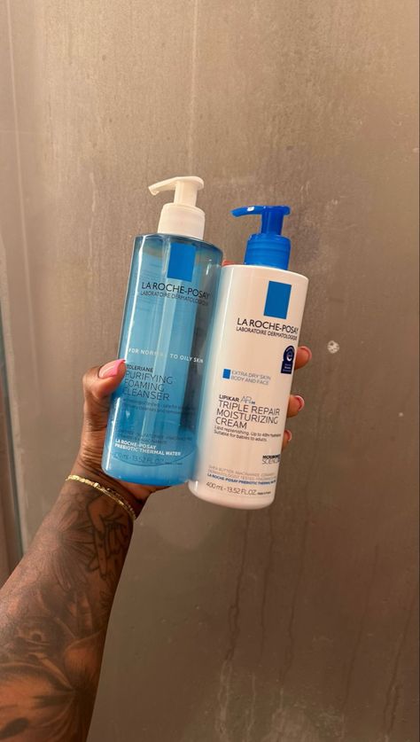 La Roche Moisturizer, La Roche Posay Aesthetic, La Roche Posay Cleanser, La Roche Posay Moisturizer, La Roche Posay Skincare Routine, Cleanser And Moisturizer, Black Skin Care, Serious Skin Care, Extra Dry Skin