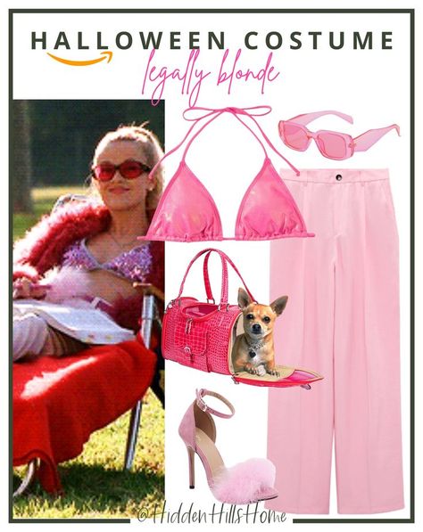 Legally Blonde Halloween Costume from Amazon Elle Woods Couples Costume, Ell Woods Halloween Costume, El Woods Legally Blonde Costume, Elle Woods And Warner Costume, Legally Blonde Costume Halloween, Elle Woods Costume Halloween, Elle Woods Inspired Outfits, Legally Blonde Halloween Costume, Legally Blonde Halloween