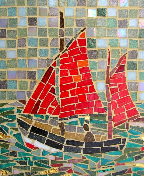 Sailing Off to Sea  Sailing Ship Mosaic Card  by LAMosaicGifts Mosaic Gifts, Paper Mosaic, Sailing Art, Mosaic Kits, Handmade Mirrors, Mosaic Art Projects, Mosaic Tile Art, Sailboat Painting, Mosaic Pictures