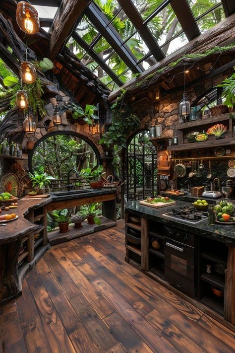 Casa Hobbit, Dream Life House, Dream Kitchens, Wooden Floors, Dream House Rooms, Fantasy House, Dream Room Inspiration, Dream House Interior, Green House