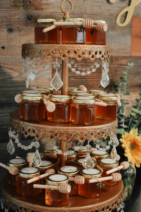 Mini Hexagon Honey Jars - 2 oz 15 Pack Little Glass Honey Jar - Glass Honey Jars with Gold Lids, Wooden Dippers, Bee Charms and Jutes - Small Honey Jars for Baby Showers, Wedding and Party Favors Honey Jar Baby Shower Favors, Honey Favors Wedding, Honey Gender Reveal, Ariana Wedding, Honey Baby Shower Favor, Honey Party Favors, Bridal Shower Honey, Honey Jar Wedding Favors, Bee Party Favors