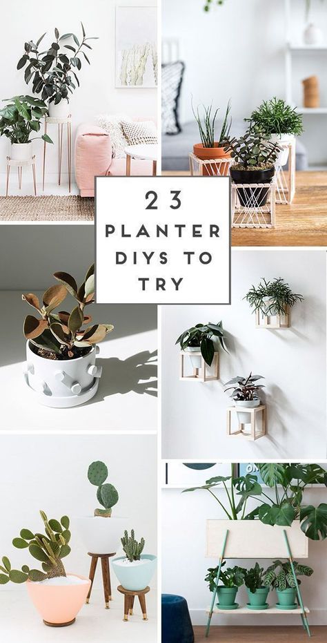 23 unique DIY planters ideas for spring / summer and beyond. Click through to see all 23 projects. #diy #diyplanter #uniquediyplanter #tutorial #diyhome #diydecor Planters Ideas, Work Diy, House Plants Decor, Diy Planters, Diy Plants, Décor Diy, Modern Diy, Cheap Decor, Projects Diy