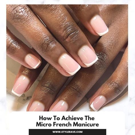 Micro french manicure Manicure Ideas Fall, Micro French Tip Nails, Micro French Tip, French Manicure Short, French Manicure Almond, Micro French Manicure, French Manicure Diy, Micro French Nails, French Manicure Short Nails