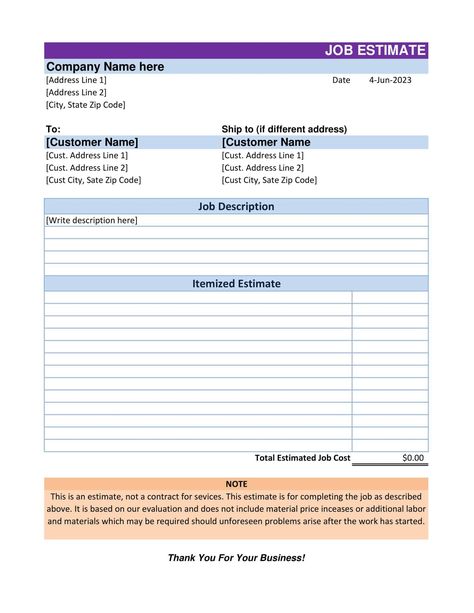 Free Printable Estimate Templates - Search Estimate Template, Descriptive Writing, Templates Printable Free, Templates Free Download, Job Description, Templates Free, Company Names, Free Printable, Free Printables