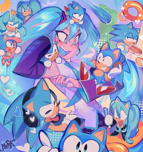 Miku Hatsune Vocaloid, Miku Vocaloid, Miku Hatsune, Sonic Fan Art, Sonic 3, Sonic And Friends, Sonic Stuff, Sonic Art, Project Sekai