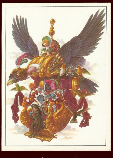 (40573) Mighty Parrot - Shel-em-nazam. Alan Aldridge. Athena postcard Alan Aldridge, Anthropomorphic Animals, Bird Parrot, Animal Drawings Sketches, Detailed Illustration, English Artists, Picture Postcards, Art Et Illustration, Vintage Cat