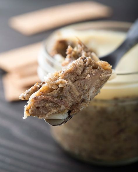 Duck Rillette Recipe - Hank Shaw's Goose or Duck Rillette Duck Rillette Recipe, Duck Rillette, Rillettes Recipe, Pork Shoulder Recipes, Appetizer Party, Pate Recipes, Food Bars, Game Recipes, Duck Recipes