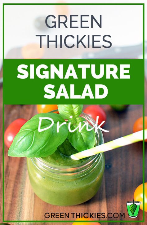 Green Thickies Signature Salad Drink Recipe Signature Salad, Sugar Free Smoothies, Recipe Vegetables, Green Thickies, Bullet Recipes, Smoothie Green, Real Food Snacks, Healthy Vegetable, Smoothie Prep