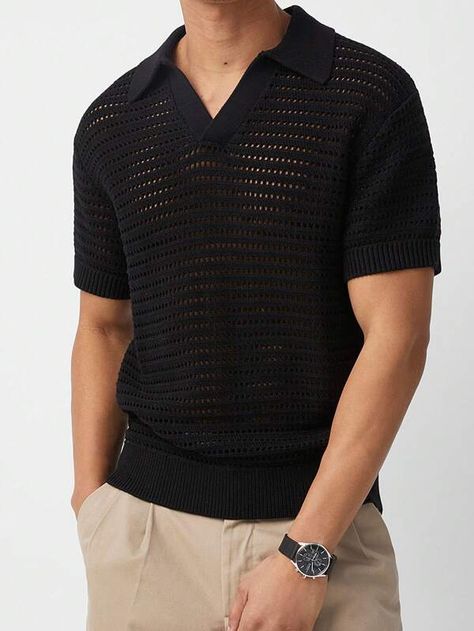 Men Solid Pointelle Knit Top | SHEIN USA