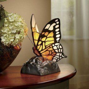 Stained glass butterfly lamp 5 Rectangular Lamp, Butterfly Lamp, Fine Art Lighting, Stained Glass Night Lights, Tiffany Stained Glass, Stained Glass Butterfly, Glass Lamps, The Monarch, Fairy Lamp