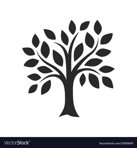 Tree Silhouette Tattoo, Tree Drawing Simple, Magic House, Silhouette Drawing, Tree Stencil, Simple Tree, Tree Icon, Vector Trees, Leaves Vector