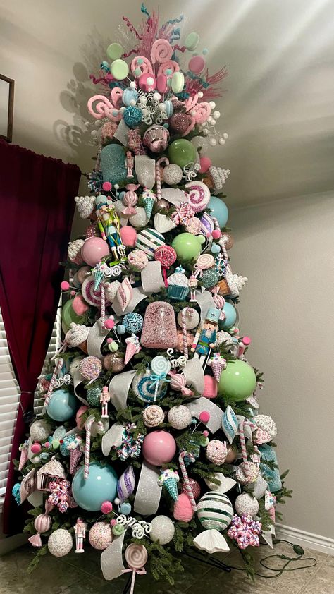 Antoinette Boston (@absholidaydecor) | Instagram profile Sugar Plum Fairy Christmas Tree, Sugar Plum Christmas Tree, Pastel Candy Christmas Tree, Sugar Plum Fairy Christmas, Christmas Confections, Taylor Christmas, Sugarplum Christmas, Sugarplum Fairy, Christmas Aesthetics