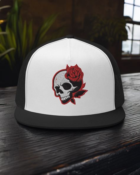 Just in time for summer, our iconic Skull Rose emblem is now available in a breathable mesh-back trucker hat. Rose Emblem, Just In Time, In Time, Trucker Hat, Mesh, Hats, Quick Saves