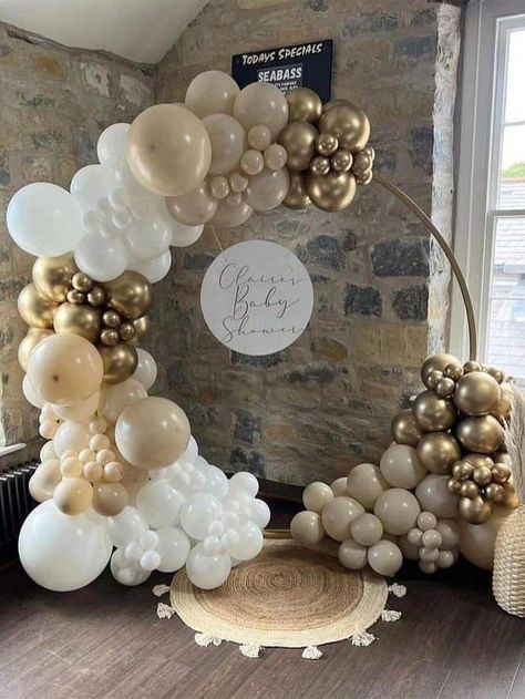 139pcs White Sand Gold Balloon Garland Arch Kit Beige Nude White With Metallic Chrome Gold Latex Balloons For Wedding Bridal Shower Engagement Party Decorations Birthday Shower Supplies | SHEIN USA White And Beige Bridal Shower Decor, Metallic Balloon Arch, Gold And White 18th Birthday Party, Gold And White Themed Birthday Party, White And Gold Baptism Decorations, Beige Birthday Decorations, Baptism Balloon Arch, White And Gold Birthday Theme, Beige And Gold Wedding