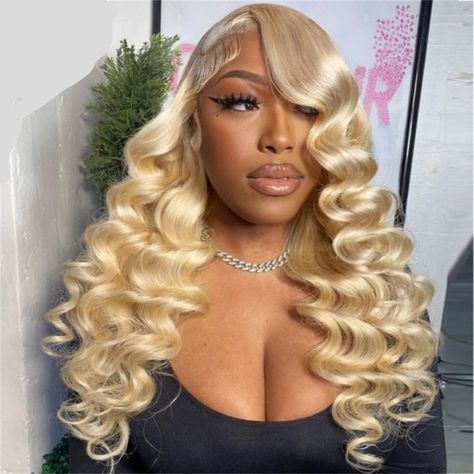 Loose Wave Wigs - 613 HD Lace Frontal Wig - Human Hair - Pure Hair Gaze Loose Wave Hair, Honey Hair Color, Burnt Hair, Loose Waves Hair, Deep Wave Hairstyles, Burgundy Hair, Wave Hair, Wand Curls, Blonde Wig